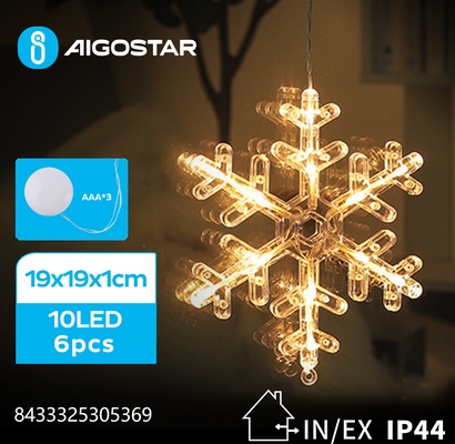 Adorno Navidad Figura Luz Copo de Nieve con Pilas y Ventosa